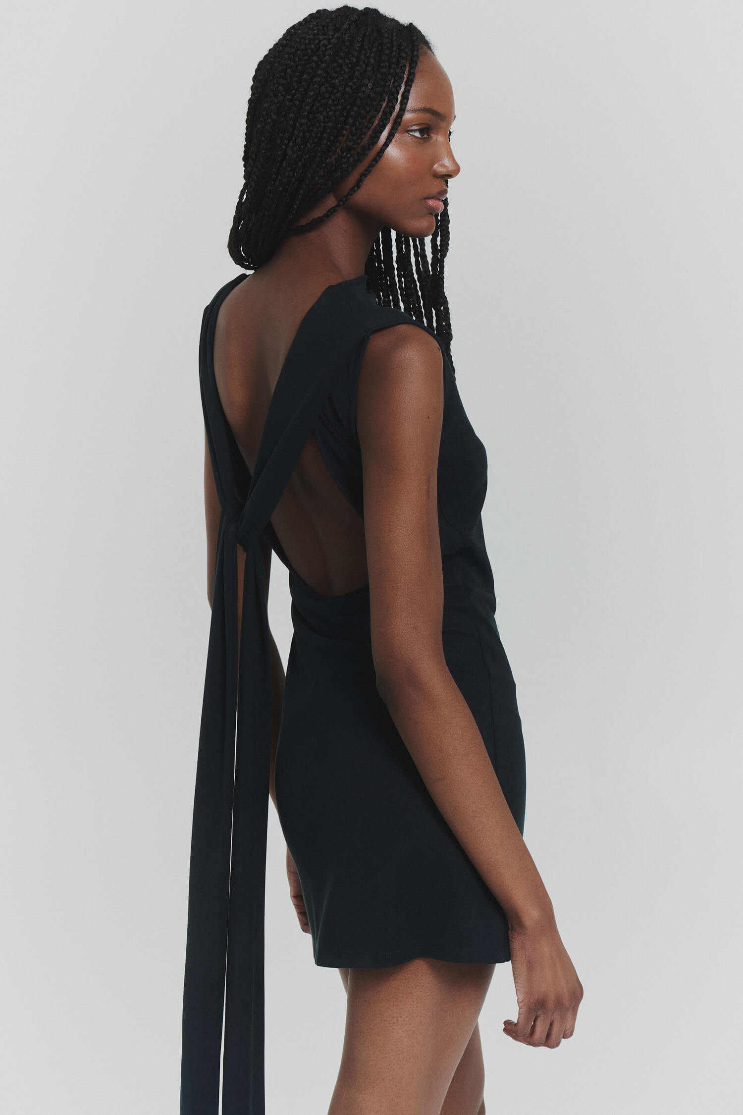 Low Cut Back Tie Dress